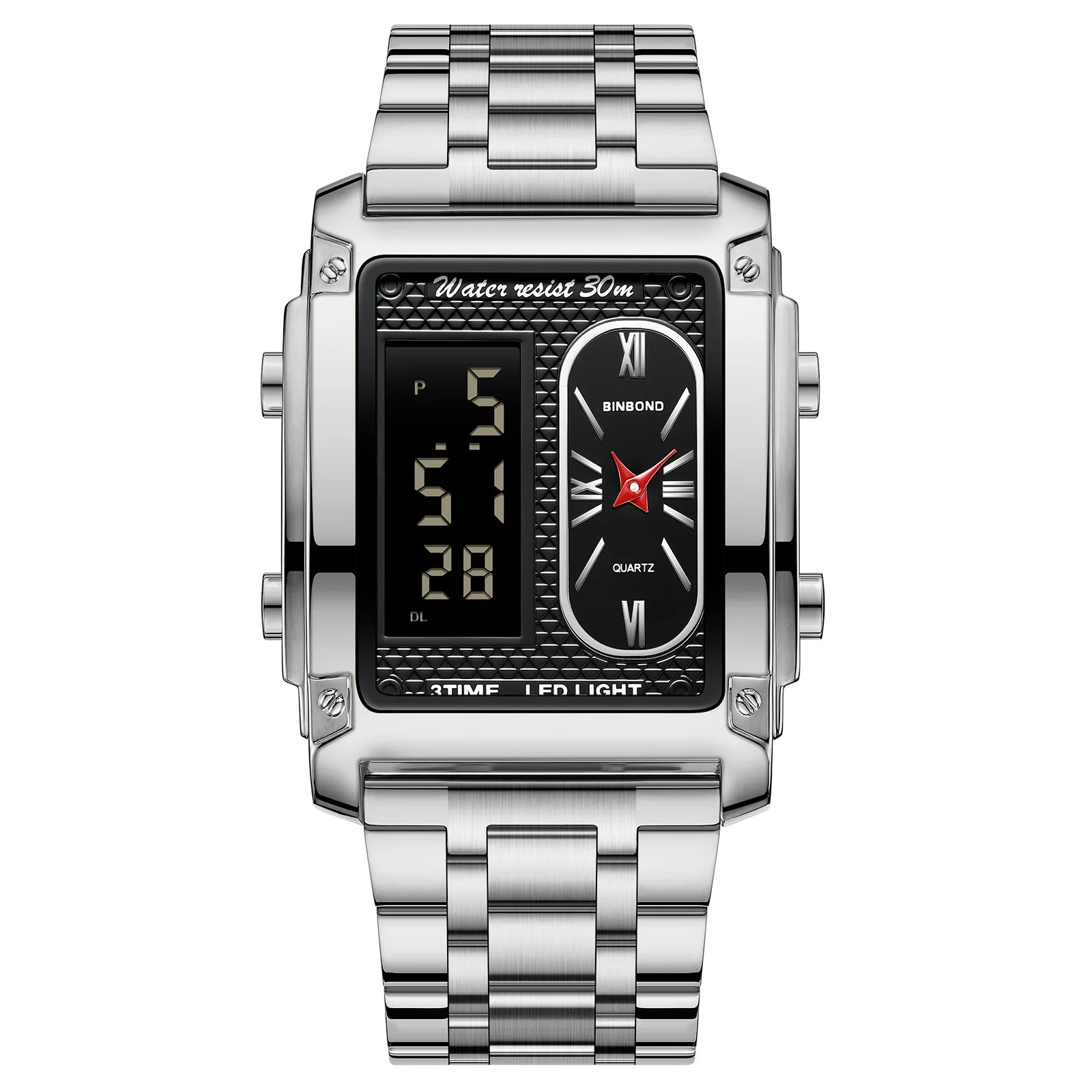 BINBOND Top Brand Luxury Watch for Men - Fashion Quartz Wristwatch Square Gold Stainless Steel Business Clock Relogio Masculino