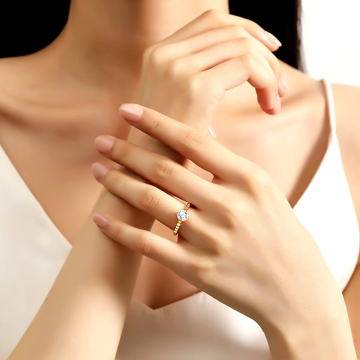 Dazzle Dime® 0.5Ct Moissanite Ring | Genuine 18K Gold Wedding & Engagement Ring