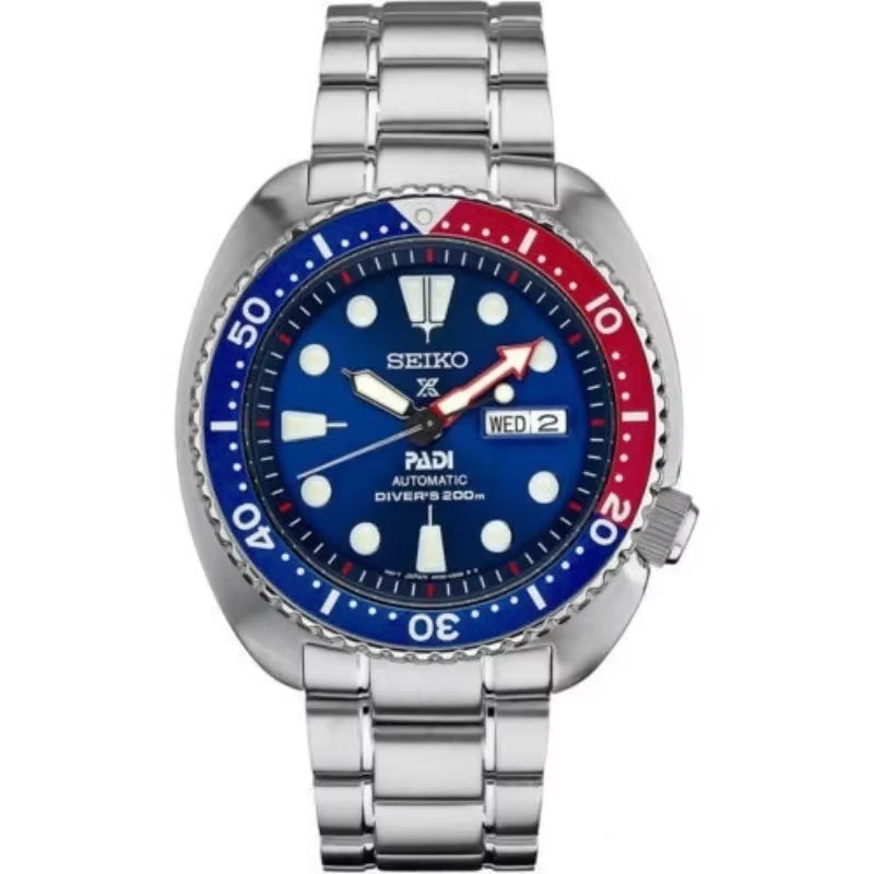 Men's Pagani Water Ghost Automatic Mechanical Watch Diving Watch Silver Strap Blue Red Bezel Wrist Watch