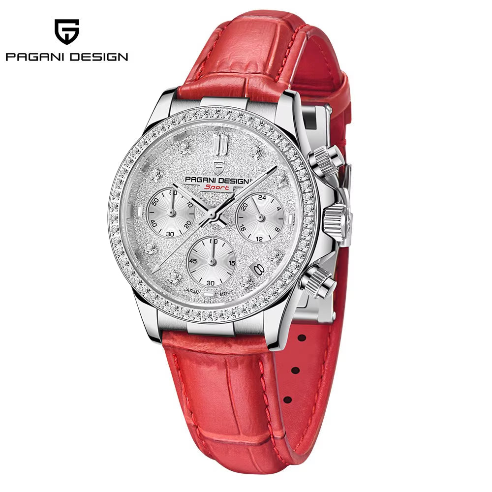 36MM Classic Women Quartz Watch Stainless Steel Sapphire Glass 100M Waterproof Chronograph Reloj Mujer