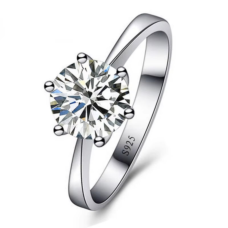 Dazzle Dime® Fine Engagement Ring with 0.5 Carat Lab-Grown Diamond in 925 Sterling Silver, White Gold Clad