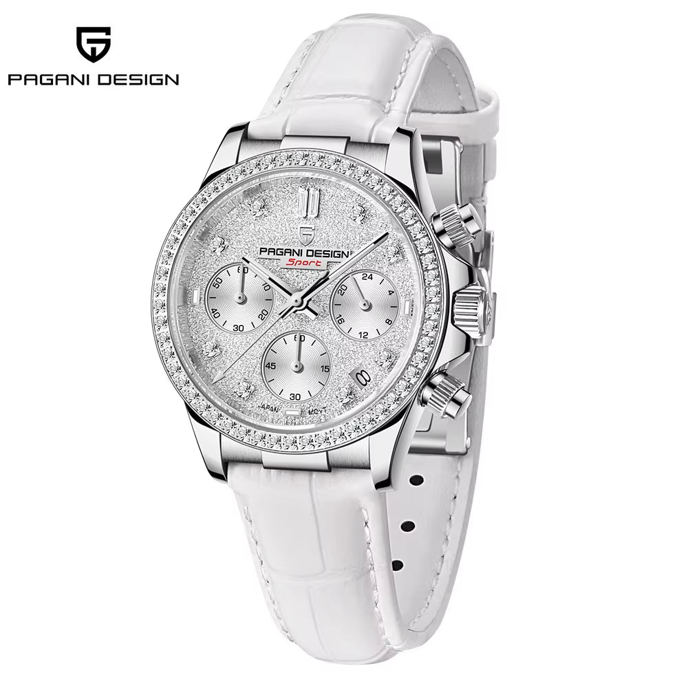36MM Classic Women Quartz Watch Stainless Steel Sapphire Glass 100M Waterproof Chronograph Reloj Mujer