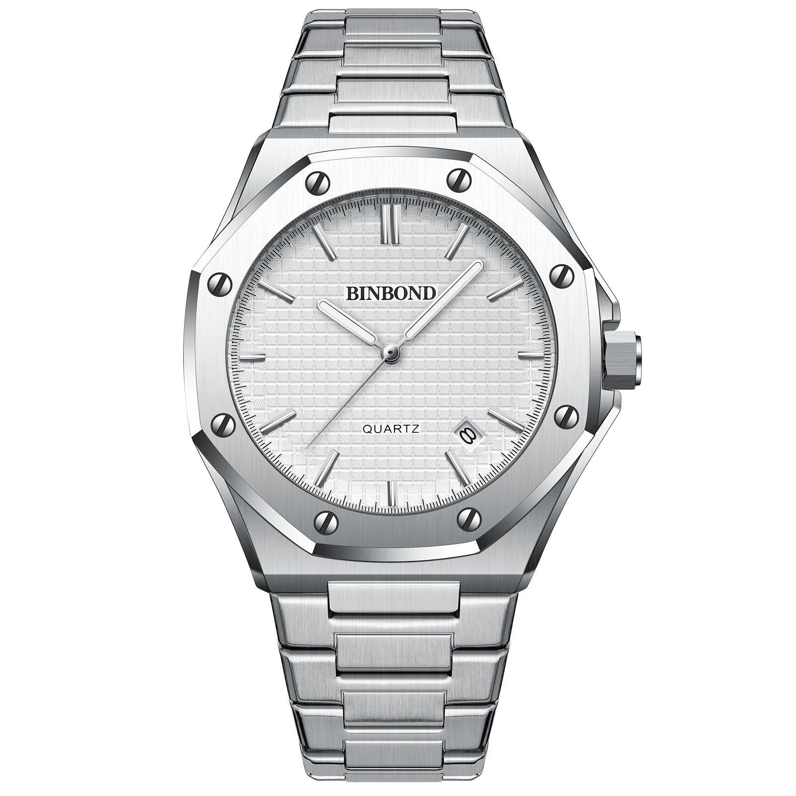 Men'S Quartz Watch Stainless Steel Calendar Waterproof Luxury Luminous Multifunctional Men Wristwatch