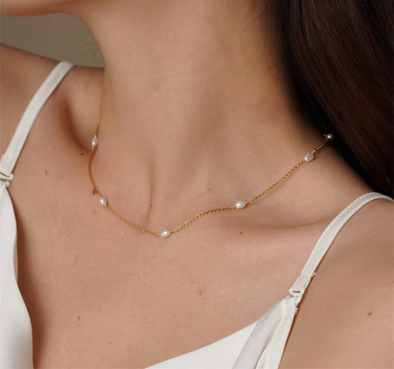 Natural Pearl Gold Choker Necklace – 14K Gold Filled Handmade Boho Pendant for Women