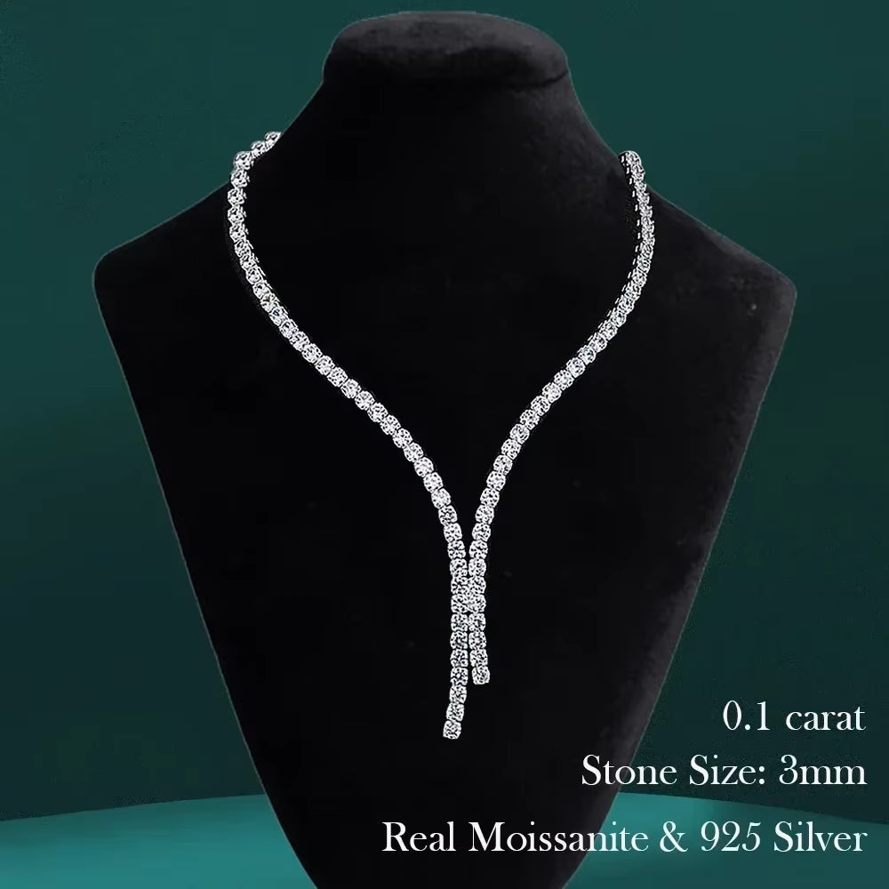 Dazzle Dime® Riviera Moissanite Tennis Necklace – 925 Sterling Silver, Gradient Full Moissanite Choker with Certificate
