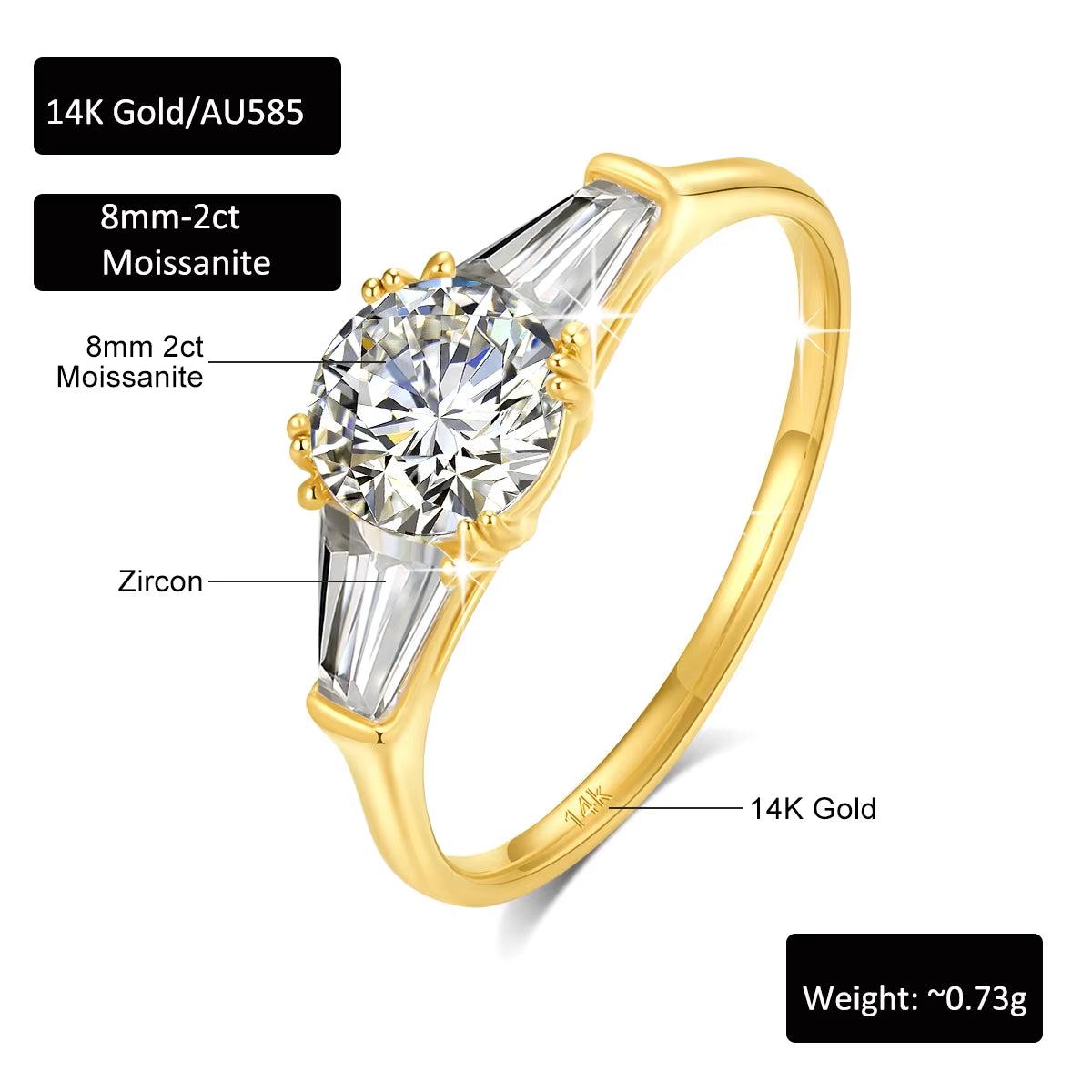 Dazzle Dime® 14K Gold Moissanite Engagement Ring | Luxury Wedding Gift