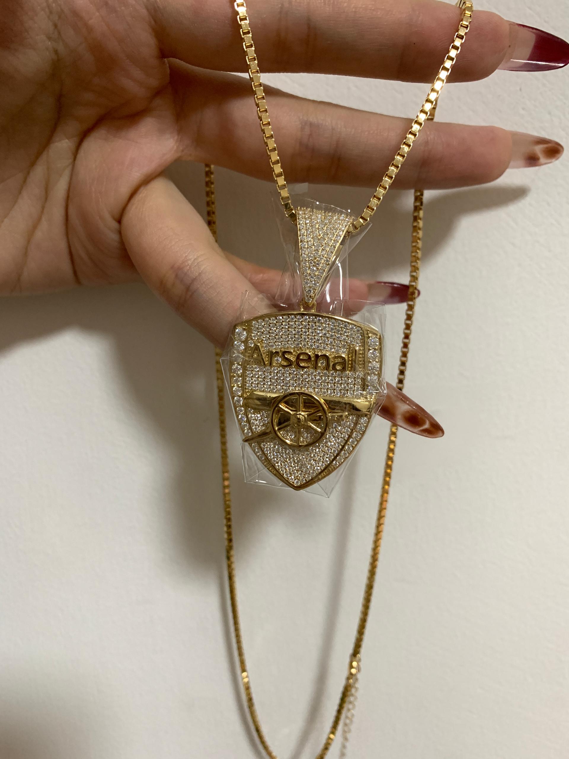 Dazzle Dime 925 Sterling Silver Base 18k Gold Plated Dazzle Dime Gunner Necklace with Chain – Celebrate Your Passion for AFC