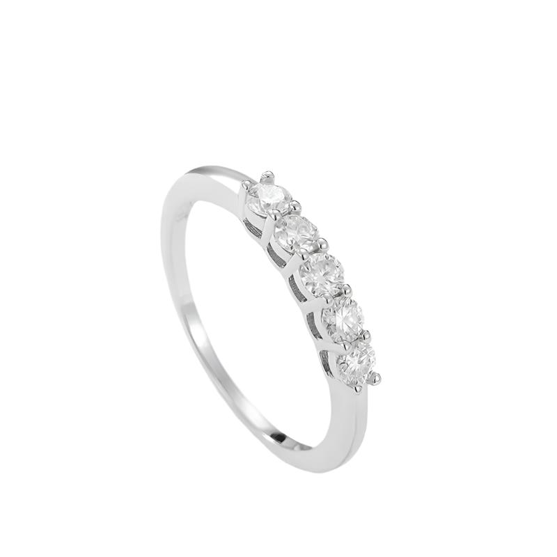 Dazzle DIme 0.7CT 3Mm Moissanite 925 Sterling Engagement Rings Wedding Diamonds Band