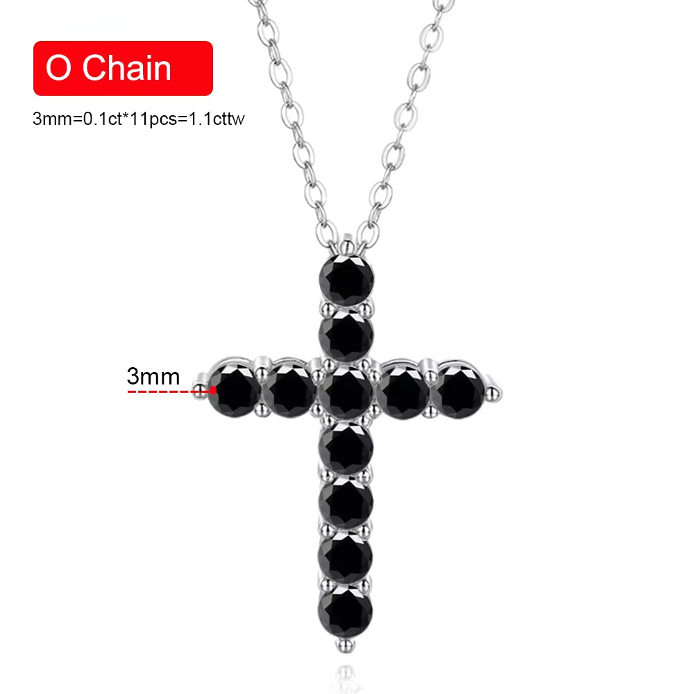 Dazzle Dime® D Color Moissanite Cross Necklace for Women – GRA Certified S925 Sterling Silver Jesus Pendant, 18K Gold Plated