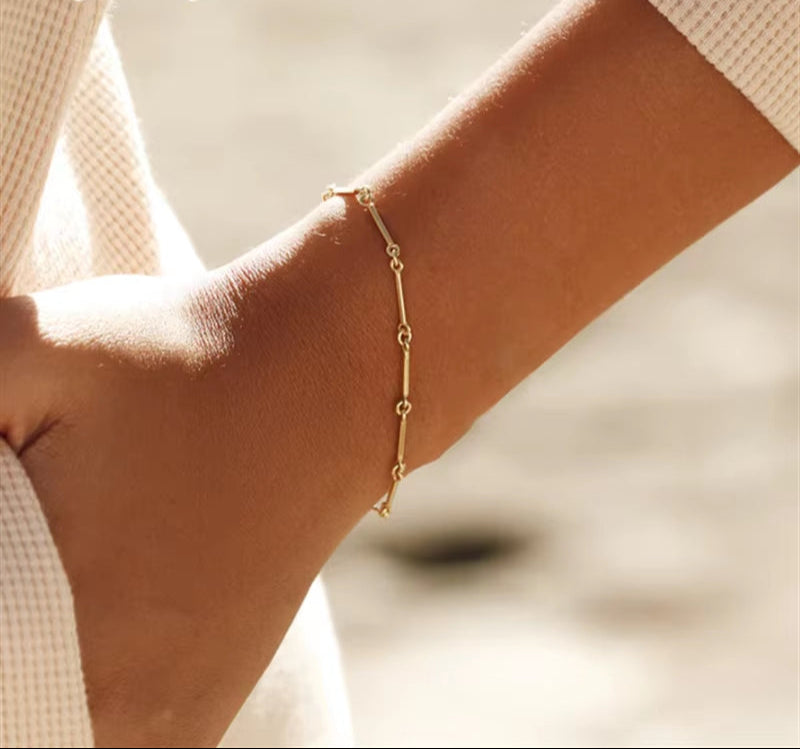 14K Gold Filled Chain Bracelet – Handmade Boho Charm Bracelet for Women