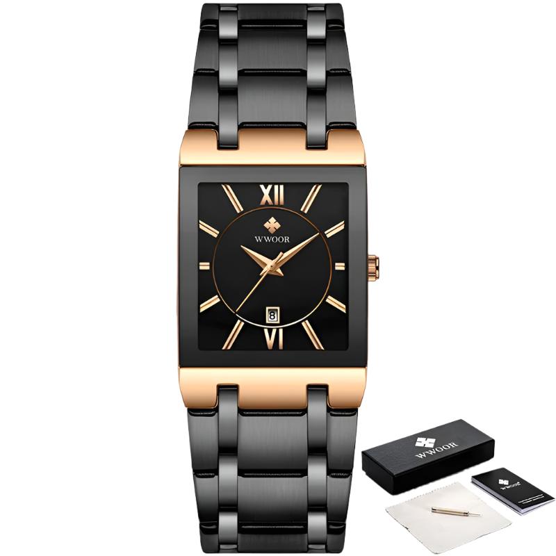 Relogio Masculino New Fashion Watches Men Luxury Square Blue Men'S Wristwatch Stainless Steel Waterproof Quartz Clock Male
