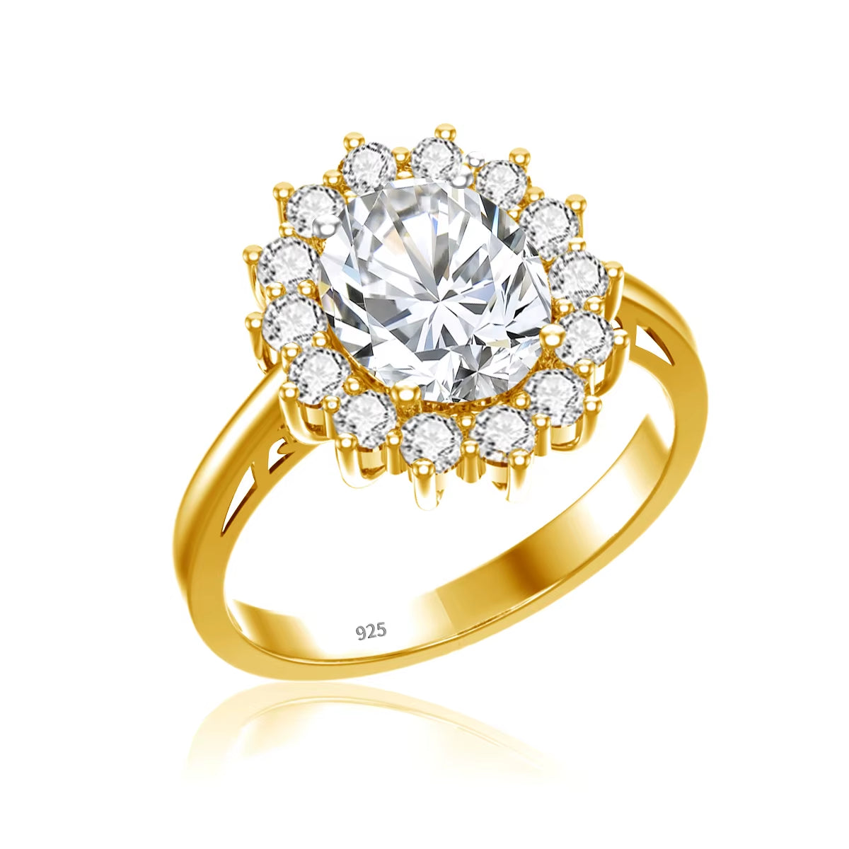 Dazzle Dime® Oval Cut 8x10mm Aquamarine Ring | 18K Gold-Plated Sterling Silver | Elegant Birthstone & Wedding Jewelry