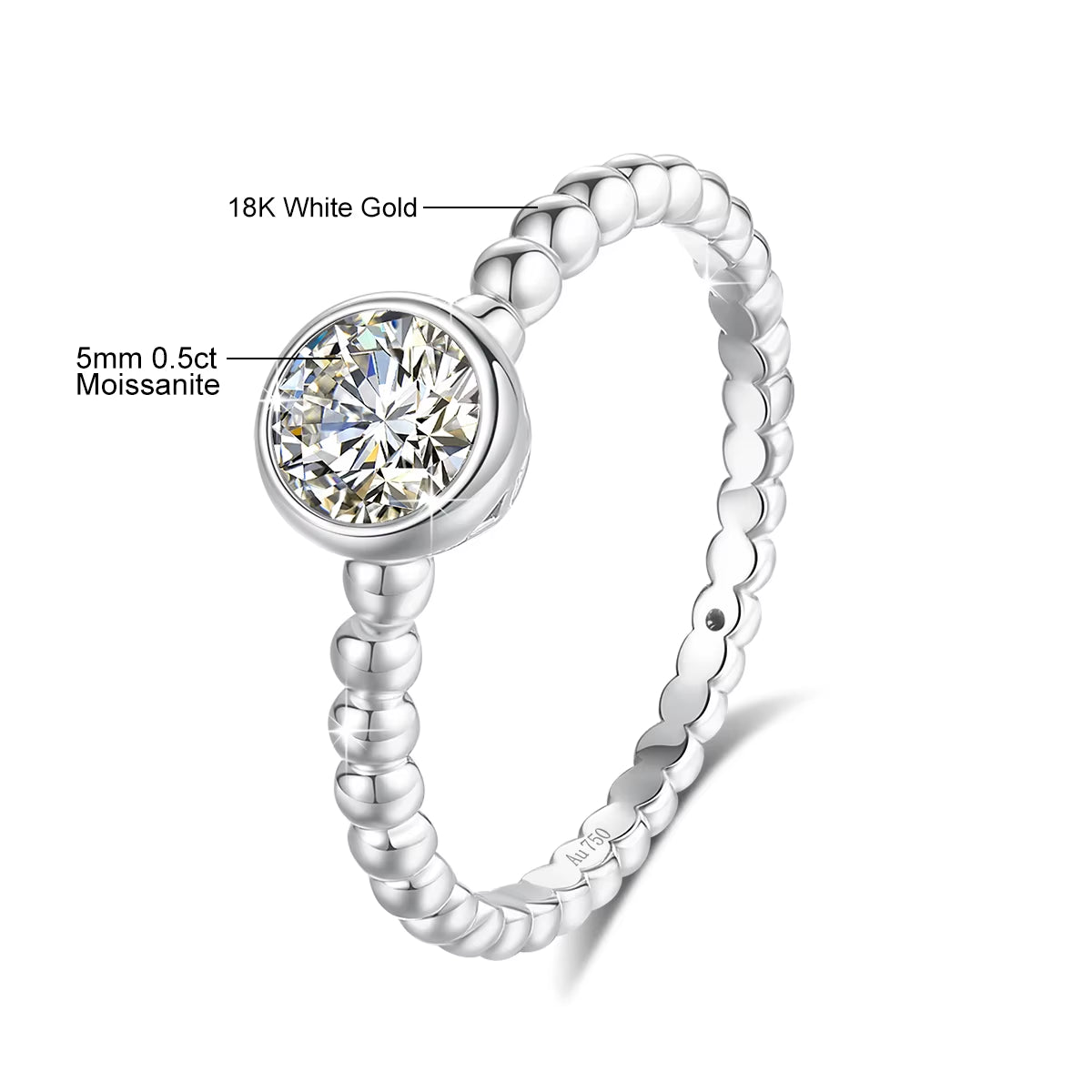 Dazzle Dime® 0.5Ct Moissanite Ring | Genuine 18K Gold Wedding & Engagement Ring