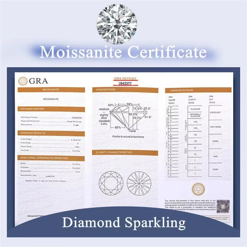 100% Genuine Certified 18K White Gold Rings round VVS 1 Carat Diamond Moissanite Rings Women Bride Wedding Band Fine Jewelry