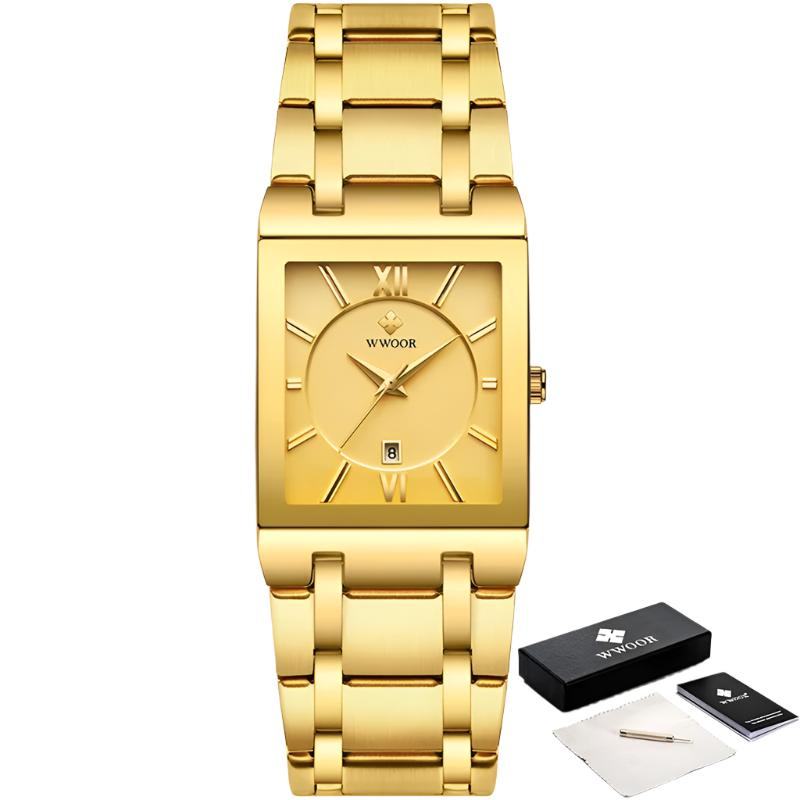 Relogio Masculino New Fashion Watches Men Luxury Square Blue Men'S Wristwatch Stainless Steel Waterproof Quartz Clock Male