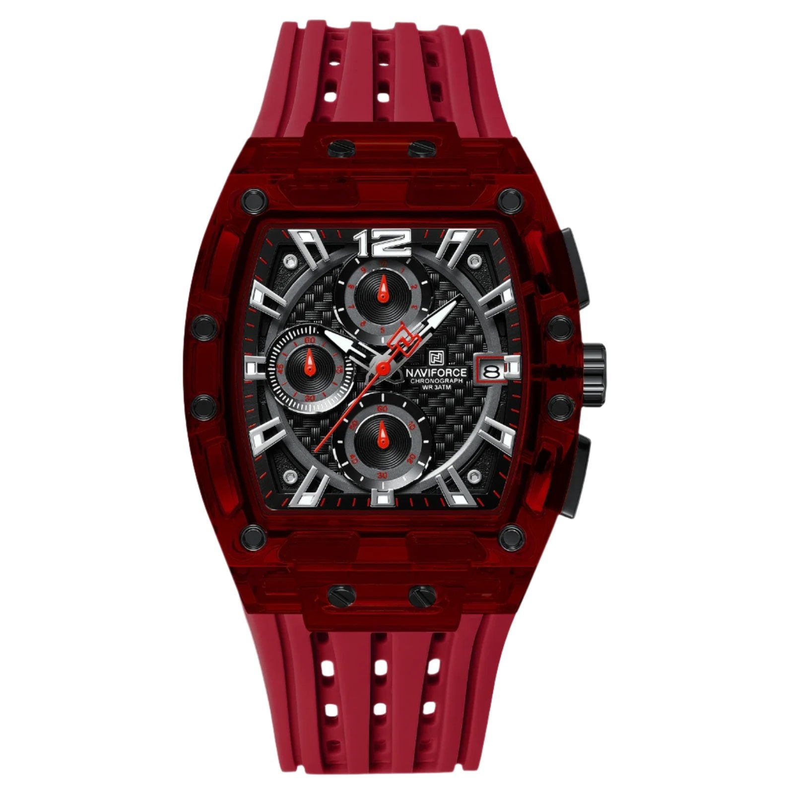 NAVIFORCE 2024/25 Edition Transparent Tonneau Quartz Watch for Men | Luxury Waterproof Sport Outdoor Watch