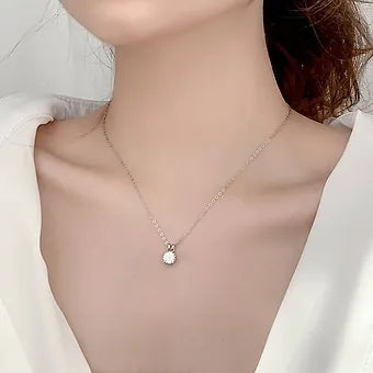 Moissanite 925 Sterling Silver 1-2CT Classic 4 Claw Pendant Necklace - Dazzle Dime