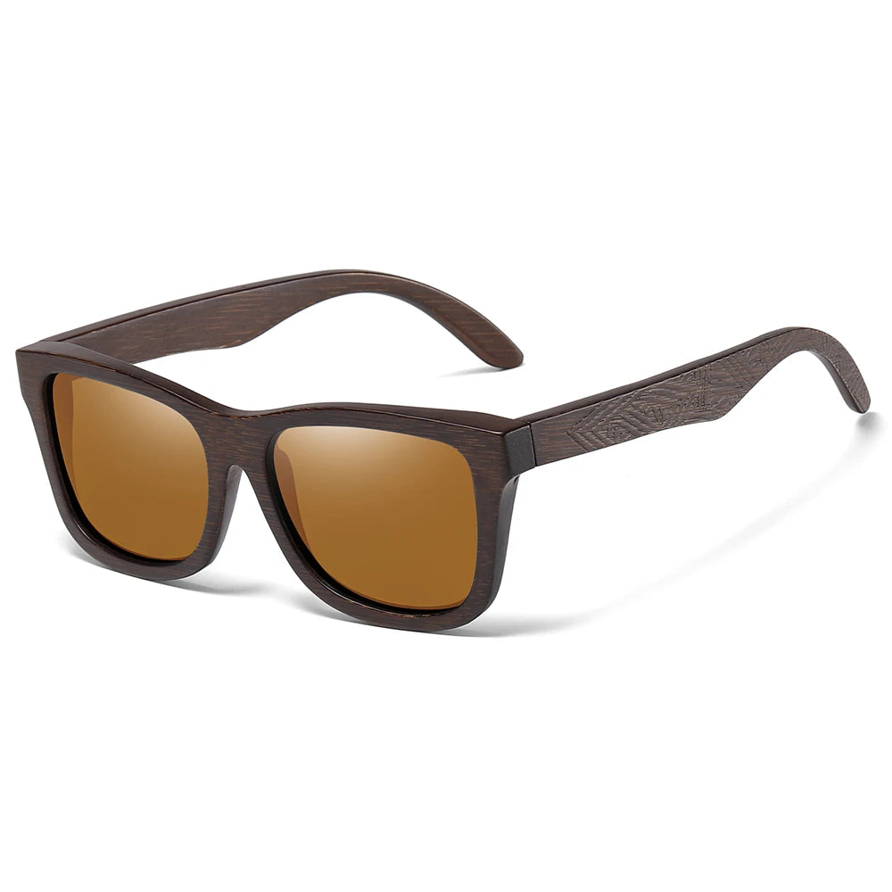 Handmade Natural Bamboo Wooden Polarized Sunglasses with Mirror-Coating Lenses & UV400 Protection