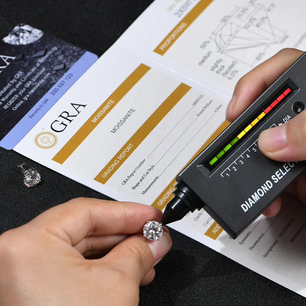 Dazzle Dime 2 Carat 8.0Mm D Color Moissanite Stud Earrings Hallmarked 925 Sterling with GRA Certification