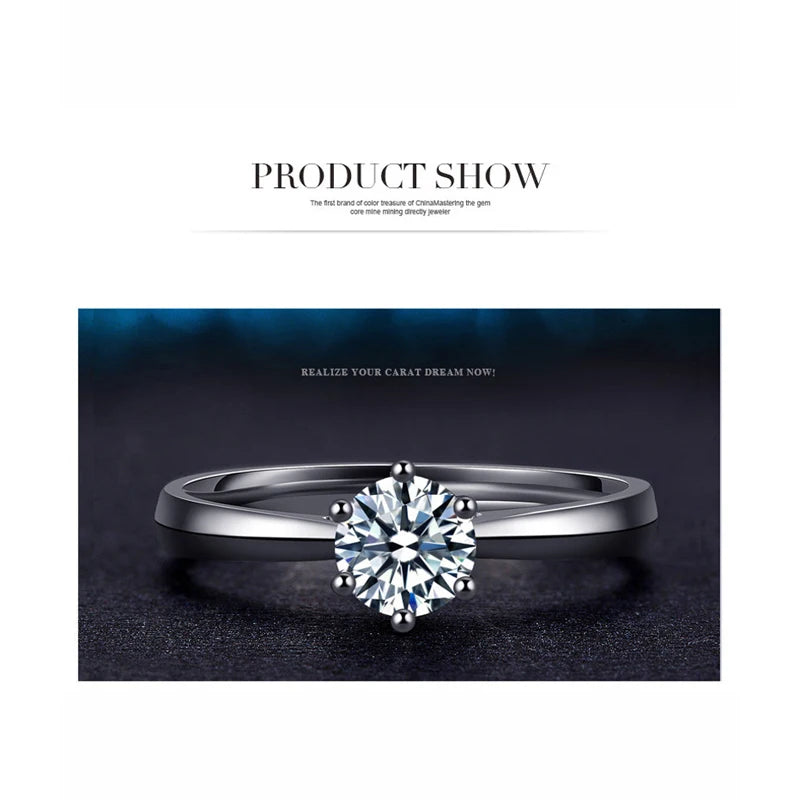 Dazzle Dime® Fine Engagement Ring with 1 Carat Lab-Grown Diamond in 925 Sterling Silver – White Gold Clad Crystal Proposal Ring