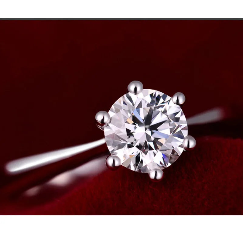 Dazzle Dime® Fine Engagement Ring with 1 Carat Lab-Grown Diamond in 925 Sterling Silver – White Gold Clad Crystal Proposal Ring