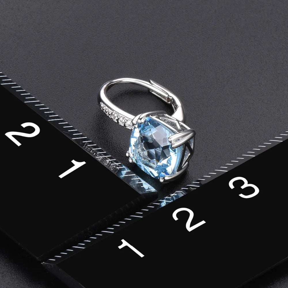 5.86ct Blue Topaz Drop Earrings for Women – Natural Gemstone, 925 Sterling Silver, Elegant Classic Jewelry Gift