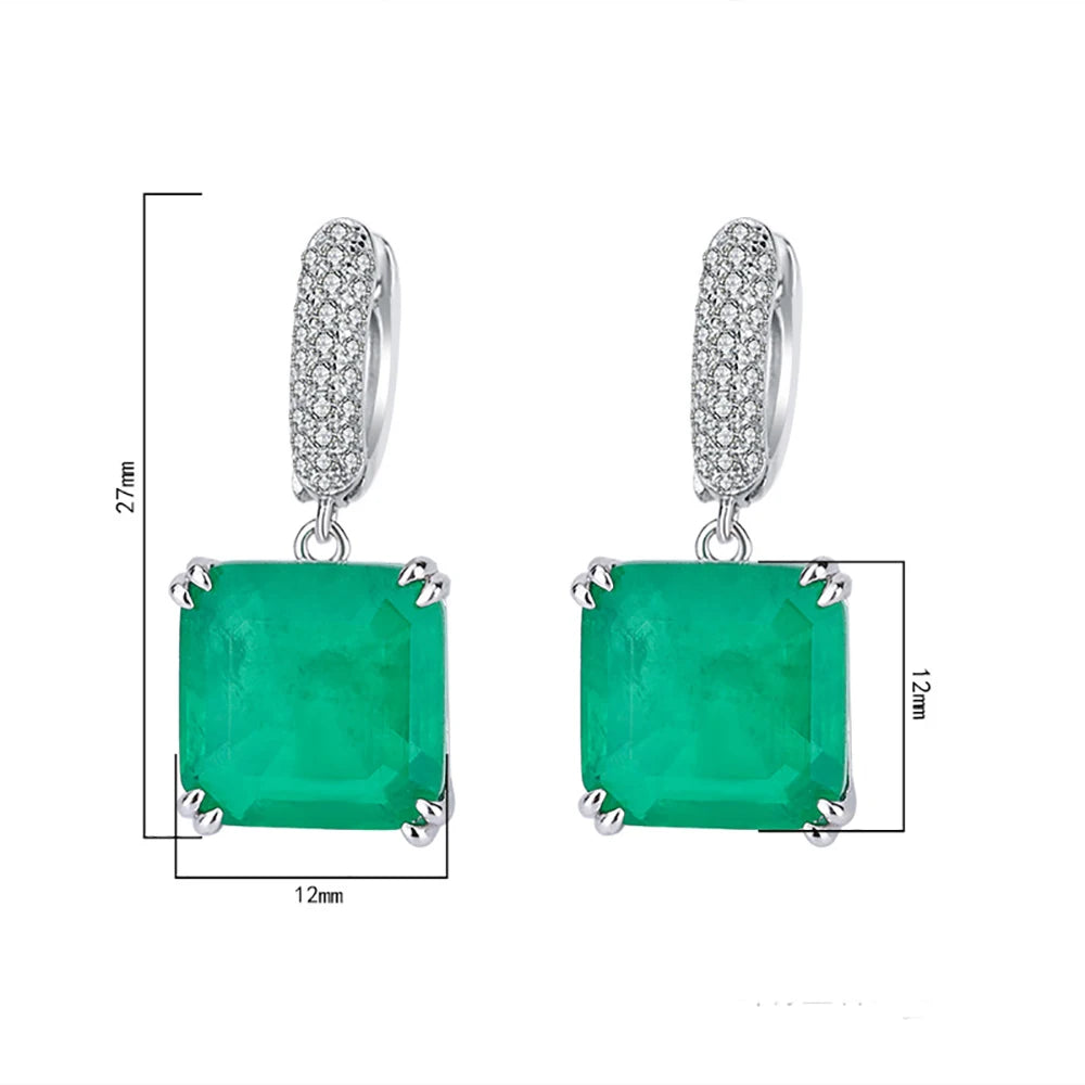 Dazzle Dime Vintage 925 Sterling Silver Emerald, Ruby, and Paraiba Tourmaline Drop Clip Earrings – 12x12mm