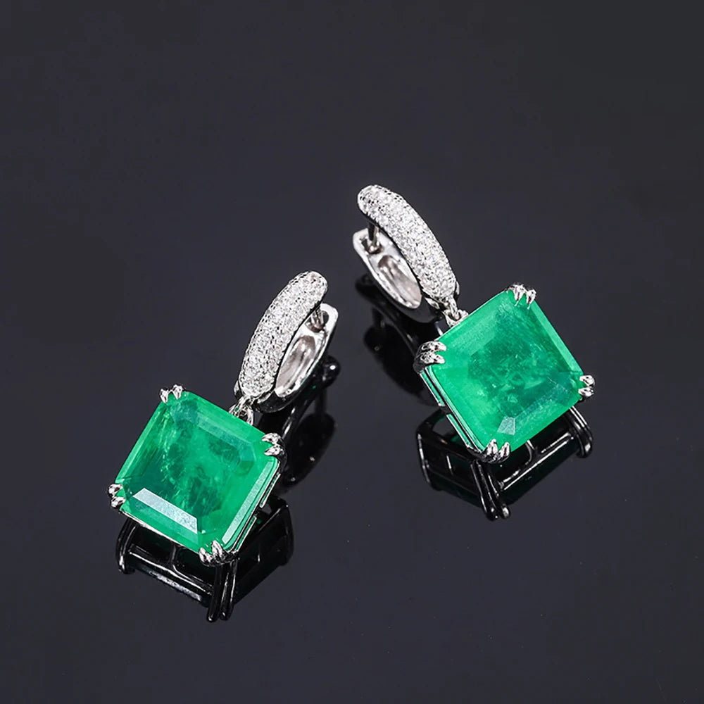 Dazzle Dime Vintage 925 Sterling Silver Emerald, Ruby, and Paraiba Tourmaline Drop Clip Earrings – 12x12mm