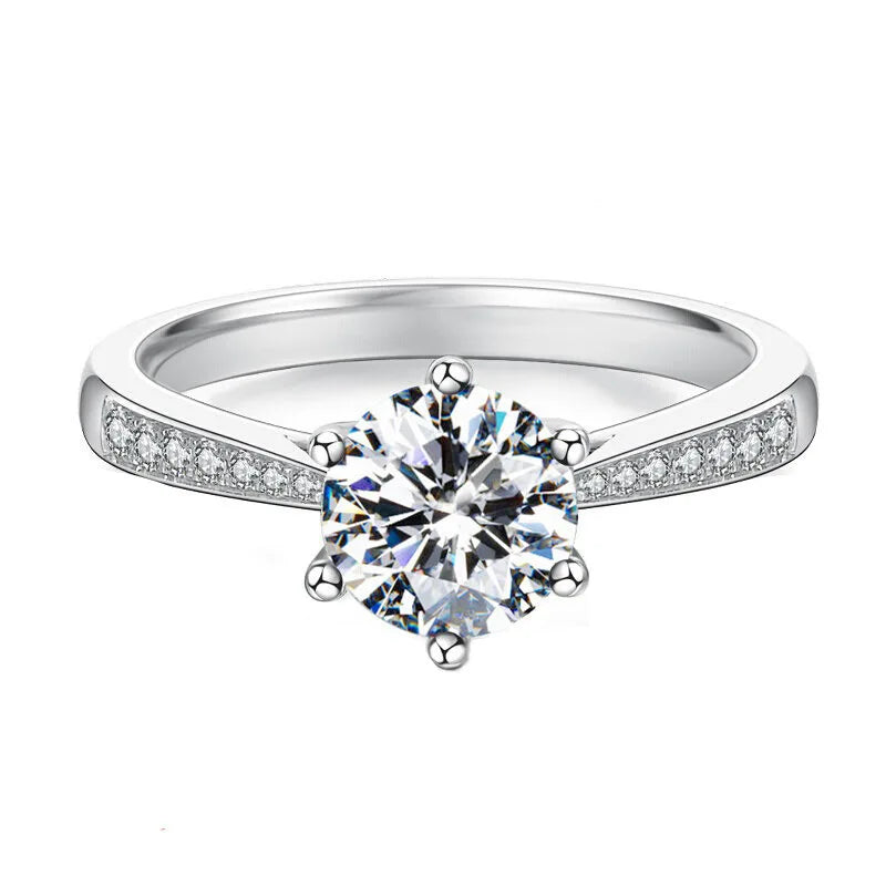 Dazzle Dime® Fine Engagement Ring with 1 Carat Lab-Grown Diamond in 925 Sterling Silver – White Gold Clad Crystal Proposal Ring