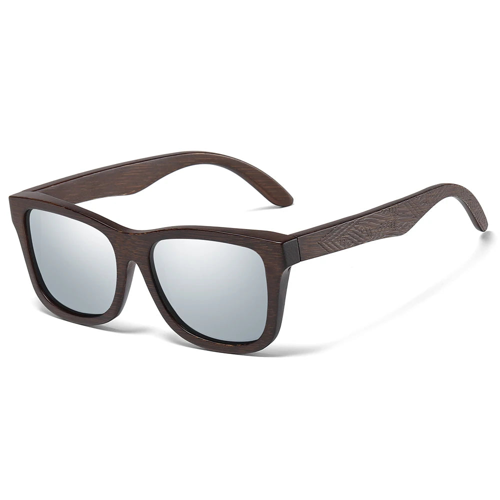 Handmade Natural Bamboo Wooden Polarized Sunglasses with Mirror-Coating Lenses & UV400 Protection