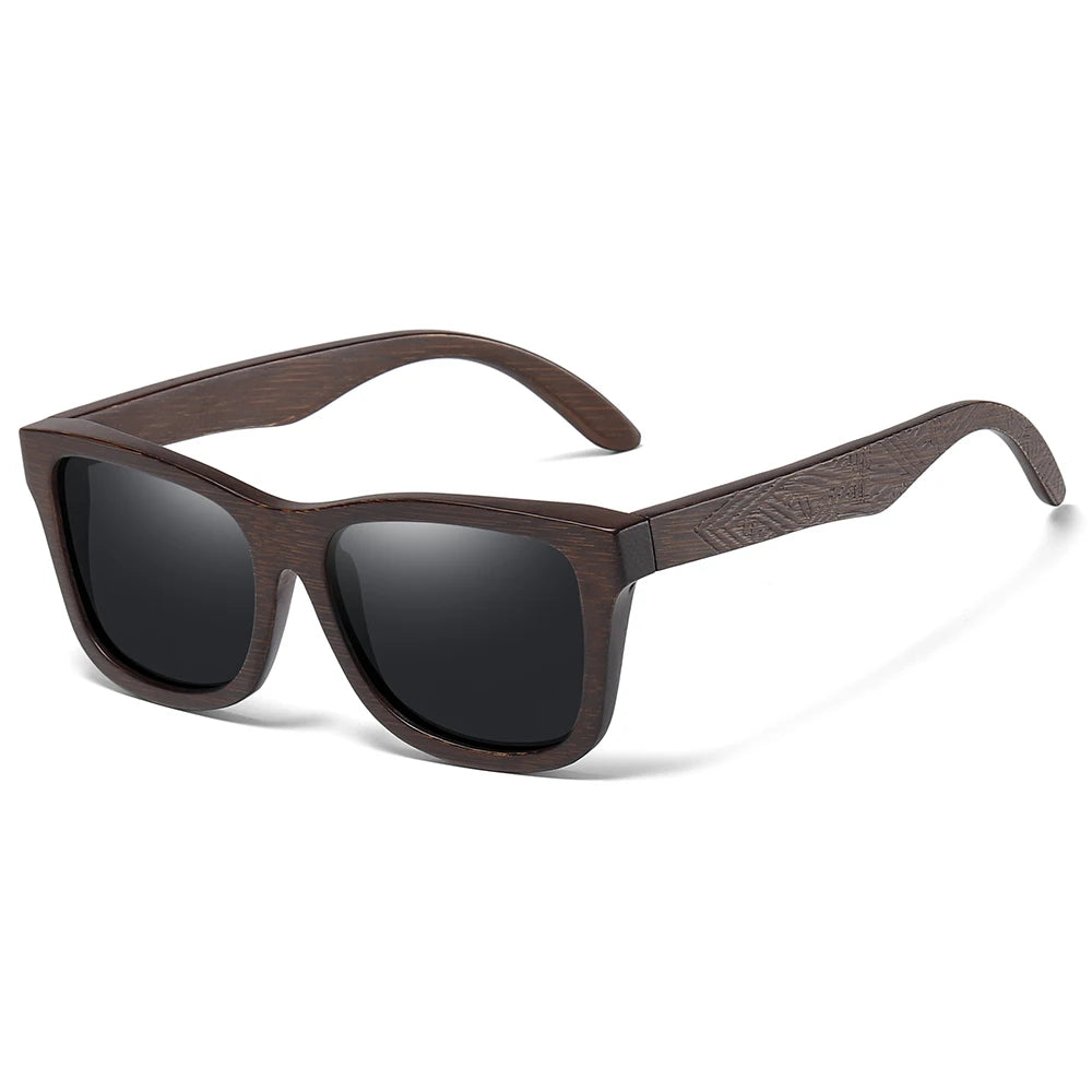 Handmade Natural Bamboo Wooden Polarized Sunglasses with Mirror-Coating Lenses & UV400 Protection