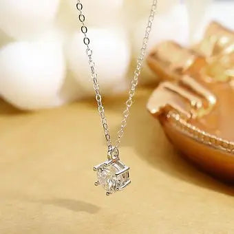 Moissanite Necklace Pendant Dazzle Dime Classic Six-Claw 1 Carat D Color - Dazzle Dime