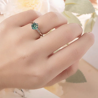 GRA Certified Moissanite Ring: VVS1 Lab Diamond Solitaire Engagement Ring - Dazzle Dime