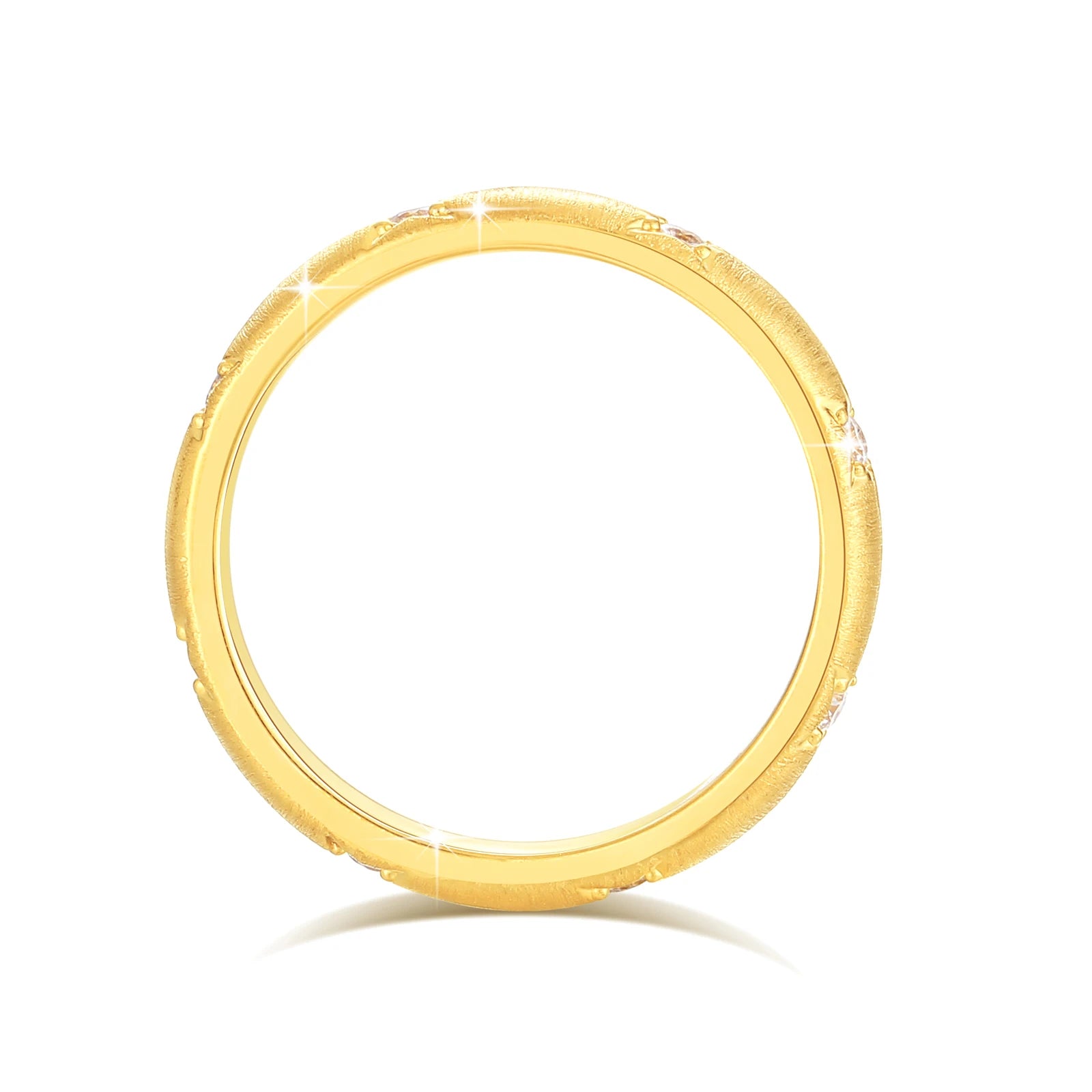 Dazzle Dime® 18K Gold Moissanite Vintage Brushed Ring | Timeless Buccherati Craftsmanship