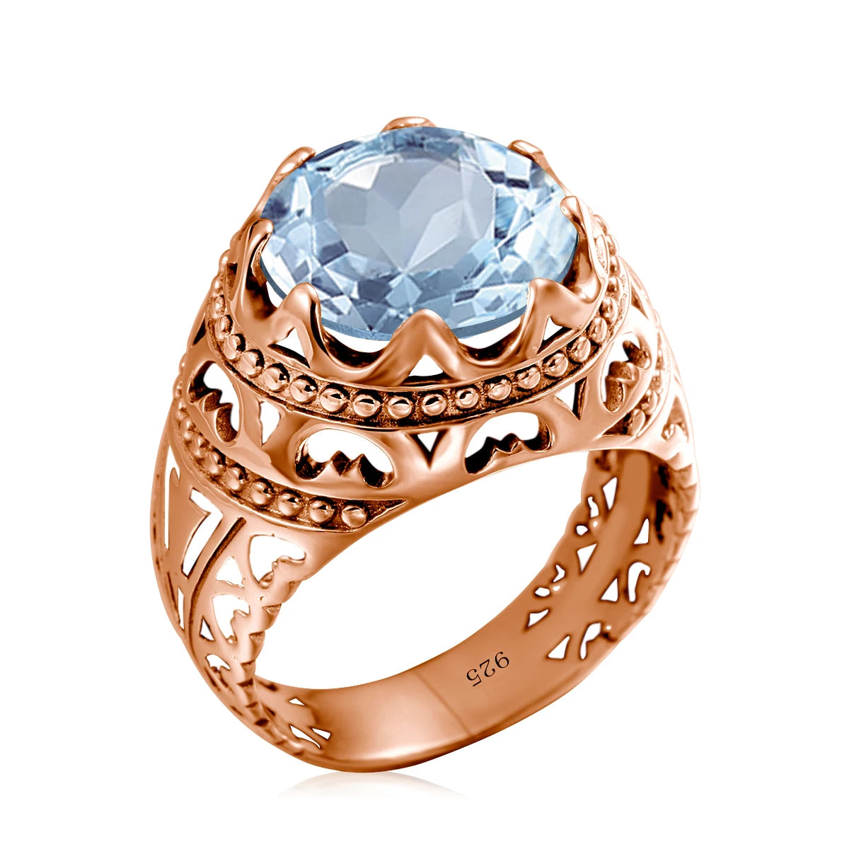 Dazzle Dime® Vintage Mystic Topaz Ring for Men | Genuine 925 Sterling Silver Round Cut Gemstone