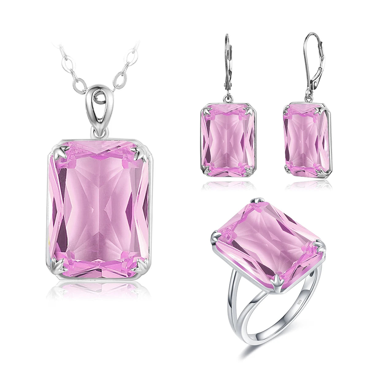 Dazzle Dime® Vintage Ruby Jewelry Set – 925 Sterling Silver Gold-Plated Necklace, Earrings, and Ring