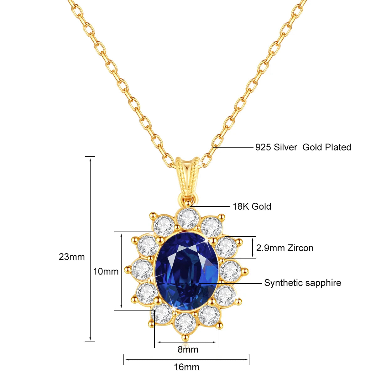 Dazzle Dime® 18K Gold Sapphire Pendant | Inspired by Princess Diana’s Iconic Necklace