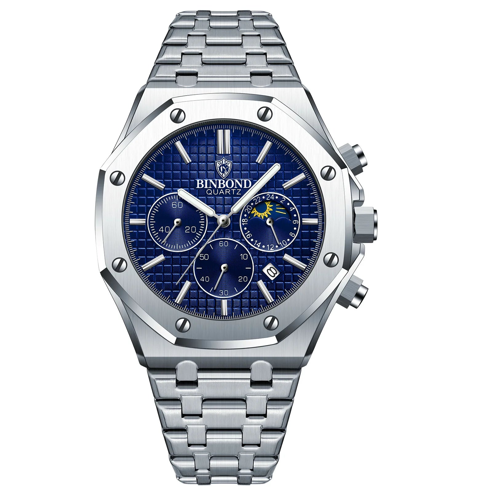 Luxury Stainless Steel Business Watch for Men | Waterproof Quartz Wrist Watch with Date Function Made by BINBOND