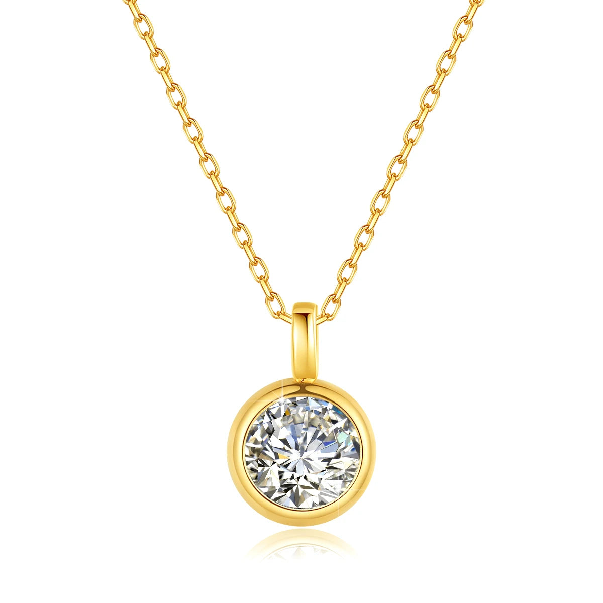 Dazzle Dime® 1CT Moissanite Pendant | 18K Yellow Gold Necklace