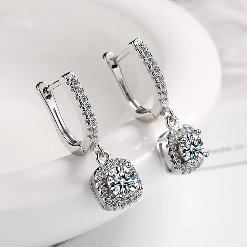 Dazzle Dime D Moissanite 3Ct Earrings in 925 Sterling Silver – Certified Moissanite Hoop, Drop, and Huggie Styles