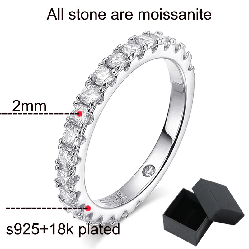 Dazzle Dime 18K White Gold Plated 0.6-4.2CT Moissanite Engagement Ring 925 Sterling Hallmarked with GRA Certificate Sparkly Luxury Wedding Diamond Band