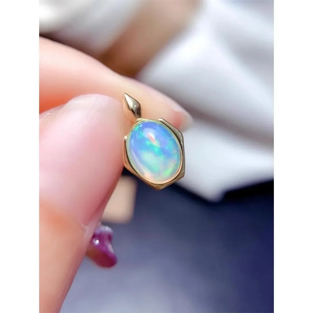 Dazzle Dime® Natural Opal Pendant Necklace | S925 Sterling Silver Retro Light Luxury Clavicle Chain