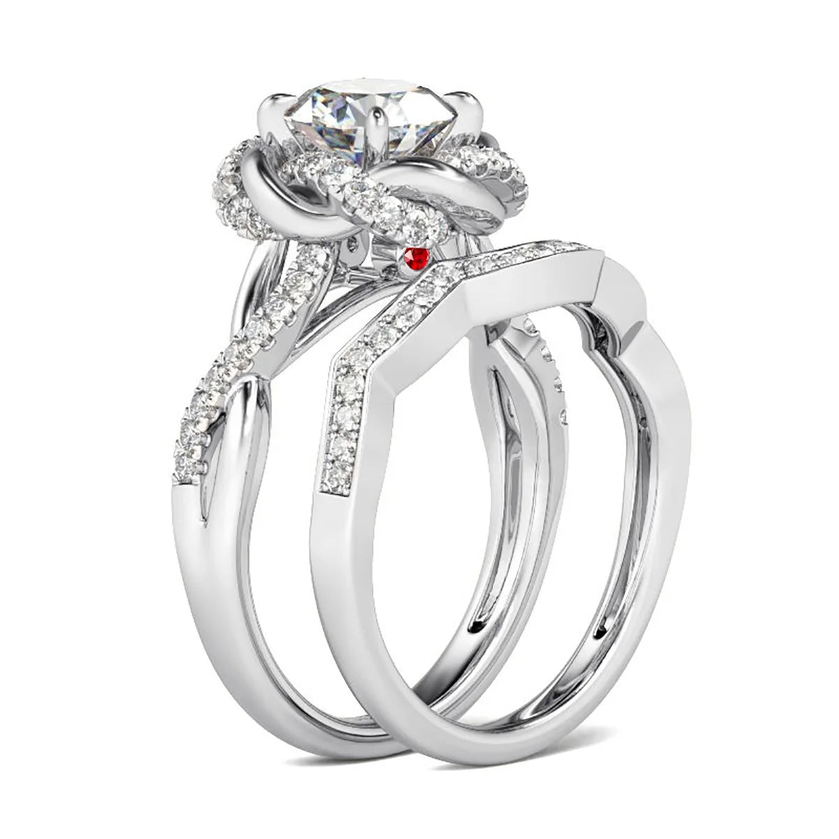 Dazzle Dime® 3Ct Moissanite Twist Floral Engagement Ring Set | Certified 925 Sterling Silver Luxury Wedding Jewelry
