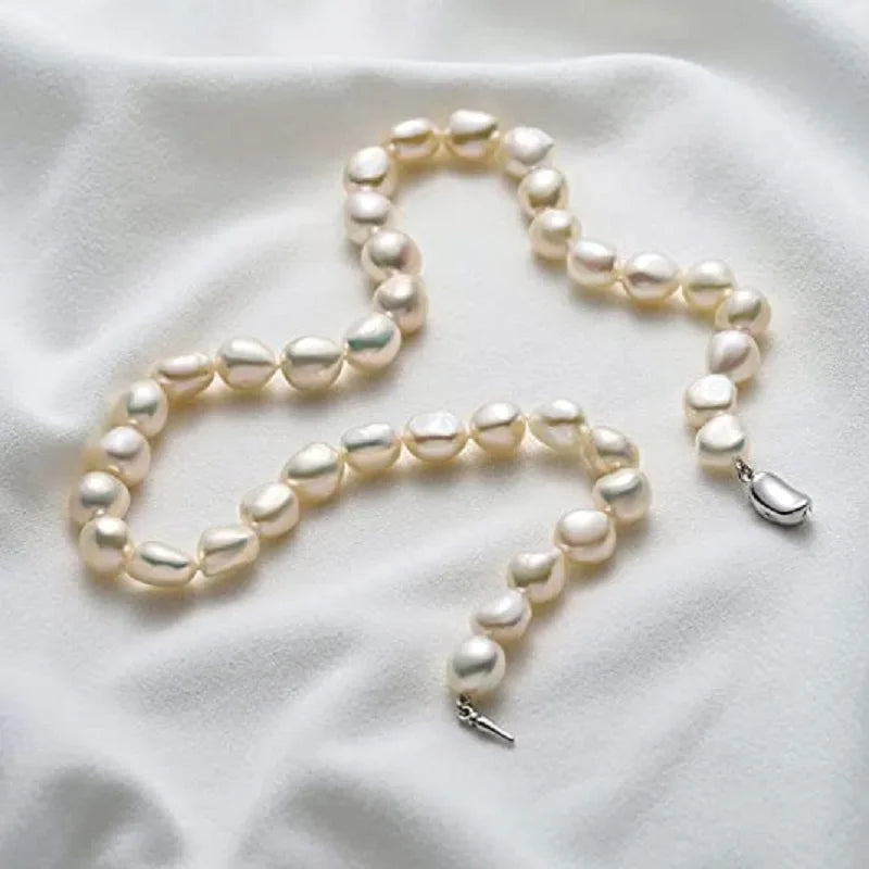 Dazzle Dime® AA Quality Freshwater Cultured Pearl Necklace – 8-9mm/9-10mm Pearls with Sterling Silver Clasp | Classic Strand for Women