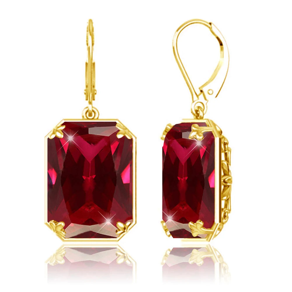 Dazzle Dime® Vintage Citrine Drop Earrings – 18K Gold Plated Luxury Jewelry for Women