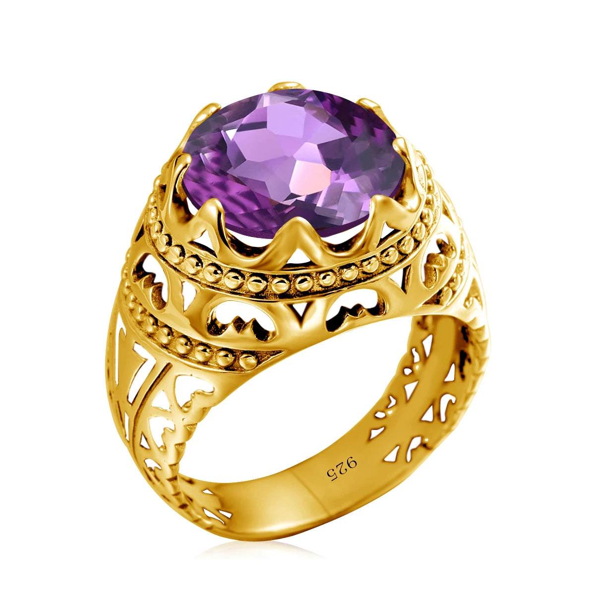 Dazzle Dime® Vintage Mystic Topaz Ring for Men | Genuine 925 Sterling Silver Round Cut Gemstone