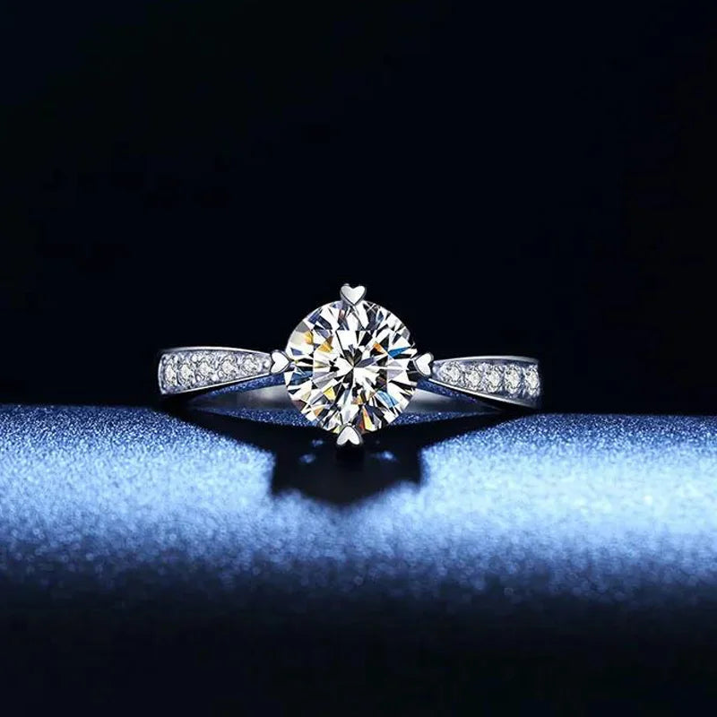 Dazzle Dime® Fine Engagement Ring with 1 Carat Lab-Grown Diamond in 925 Sterling Silver – White Gold Clad Crystal Proposal Ring
