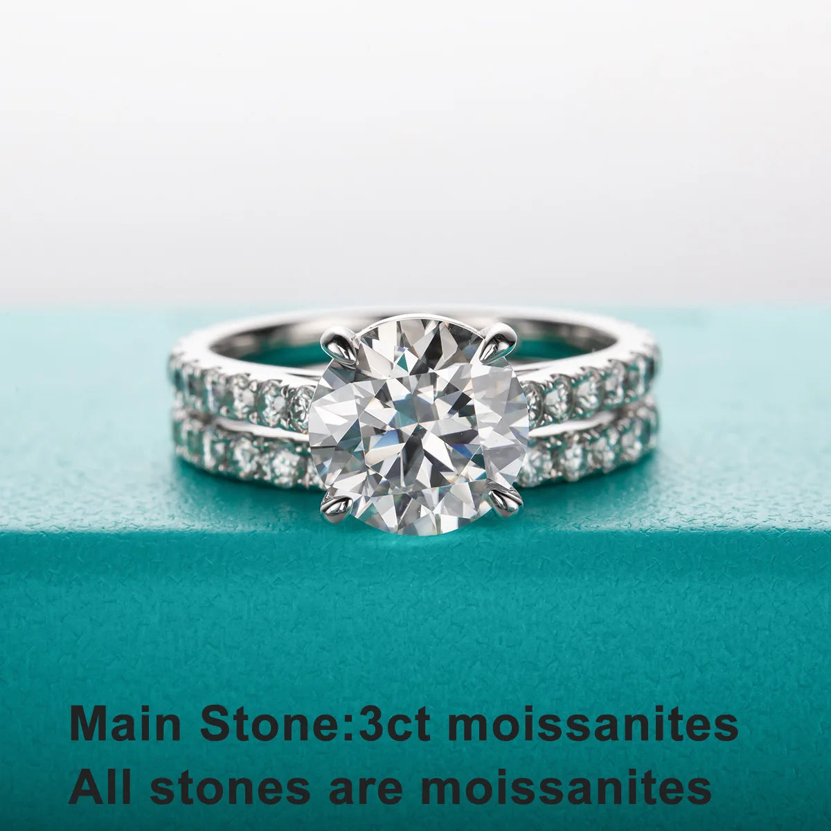 Dazzle Dime 3CT to 4.15CT D Color Moissanite Bridal Set Hallmarked 925 Sterling with GRA Certificate