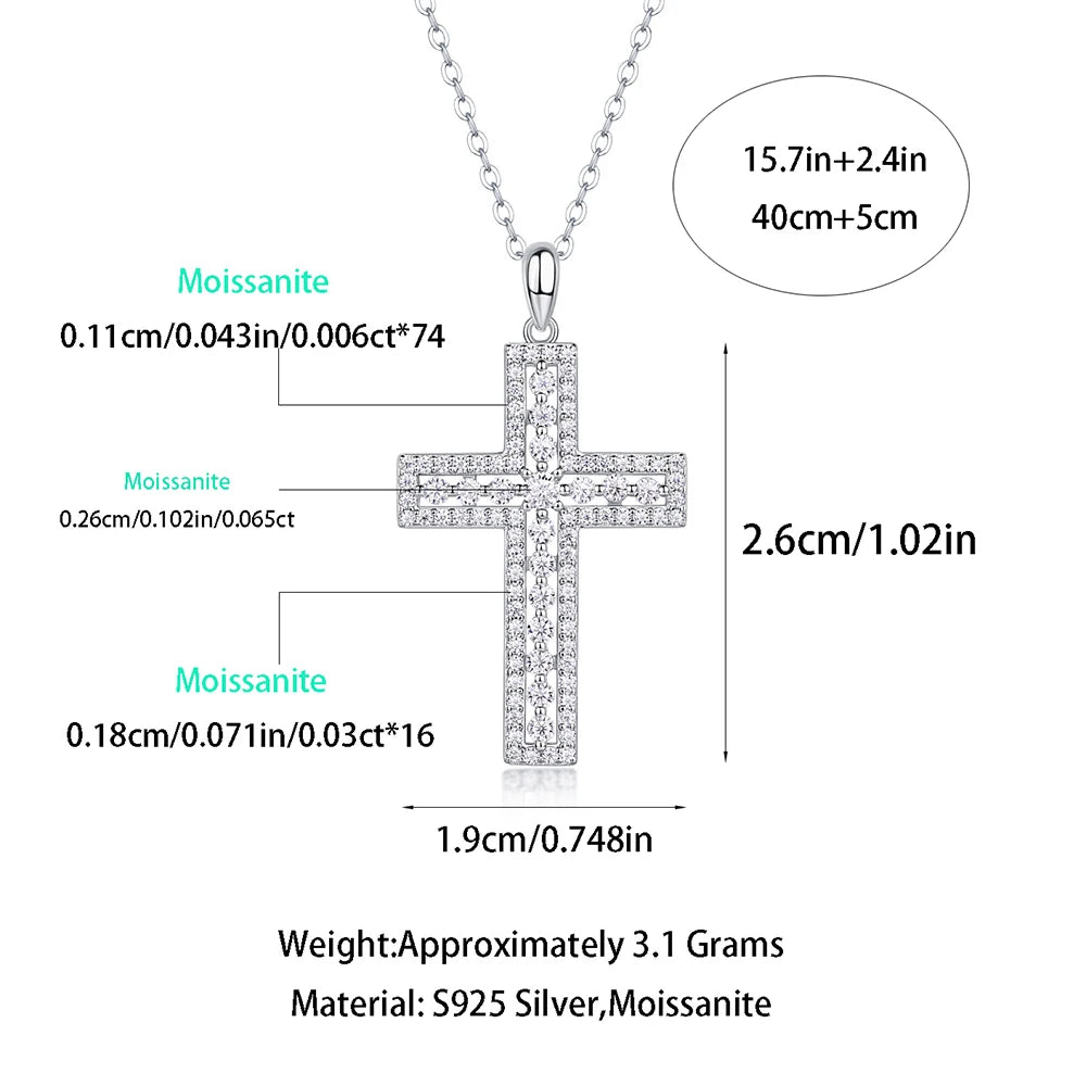 Dazzle Dime® D Color Moissanite Cross Necklace for Women – GRA Certified S925 Sterling Silver Jesus Pendant, 18K Gold Plated
