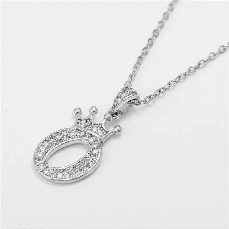 Crown Moissanite Alphabet Pendant Necklace – 925 Sterling Silver A-Z Initials with Gold Plating